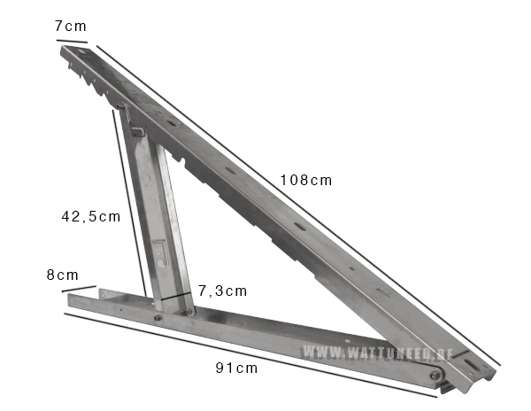 Dimensions du petit support en aluminium réglable